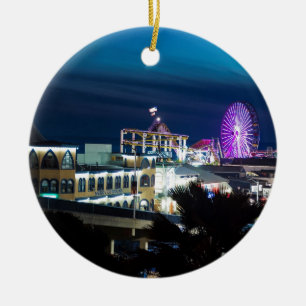 Santa Monica at Night Ceramic Tree Decoration