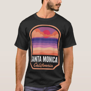 Santa Monica Beach CA Retro Sunset T-Shirt