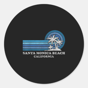 Santa Monica Beach California Family Summer Vacati Classic Round Sticker