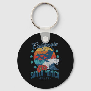 Santa Monica Beach California Surfing Vintage Vaca Key Ring
