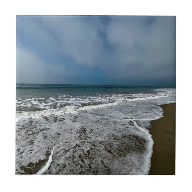 Santa Monica Beach in the fall. Ceramic Tile (Front)