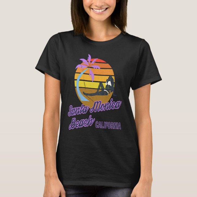 Santa Monica Beach LA California Surf Backpacking  T-Shirt (Front)