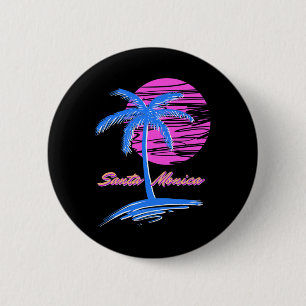 Santa Monica Beach Outrun 80s Aesthetic Vaporwave 6 Cm Round Badge