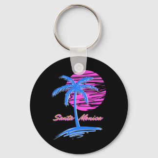 Santa Monica Beach Outrun 80s Aesthetic Vaporwave  Key Ring