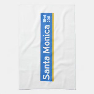 Santa Monica Boulevard, Los Angeles, CA Street Sig Tea Towel