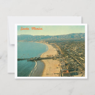 Santa Monica CA Aerial View 1960s Postcard