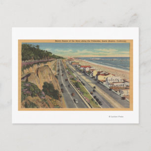 Santa Monica, CA - Beach Scene Along Palisades Postcard