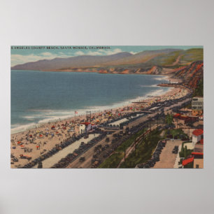 Santa Monica, CA - Los Angeles County Beach Scen Poster