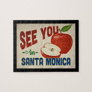 Santa Monica California Apple - Vintage Travel Jigsaw Puzzle