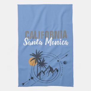Santa Monica California Geometric Palms Tea Towel