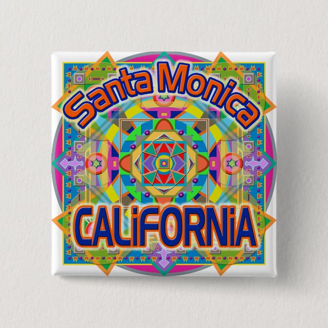 Santa Monica CALIFORNIA Happy Button (Front)