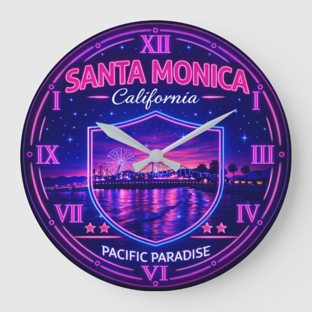Santa Monica California Pier  Large Clock (Front)