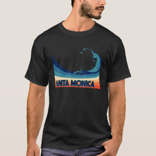 Santa Monica California Retro Surf  Sailing & Fish T-Shirt