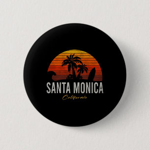 Santa Monica California Retro Surfer Vintage Beach 6 Cm Round Badge