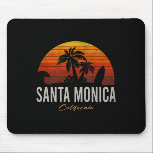 Santa Monica California Retro Surfer Vintage Beach Mouse Pad