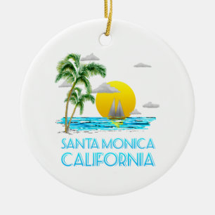 Santa Monica California Sailing Ceramic Ornament
