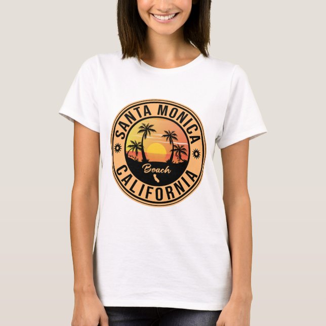 Santa Monica California Sunset Vacation Souvenirs T-Shirt (Front)