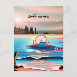 Santa Monica California Travel Postcard, Californi Invitation Postcard
