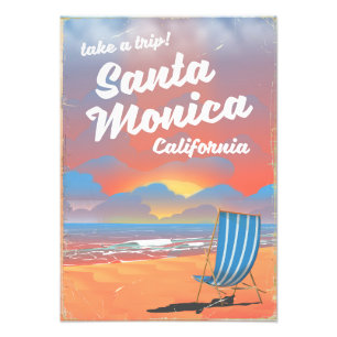Santa Monica California vintage beach poster