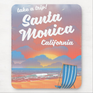 Santa Monica California vintage beach poster Mouse Pad