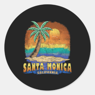 Santa Monica California Vintage Distressed Souveni Classic Round Sticker