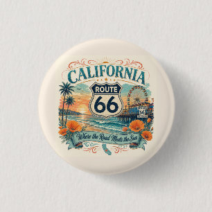 Santa Monica Coastal Boho Americana Roadtrip 3 Cm Round Badge
