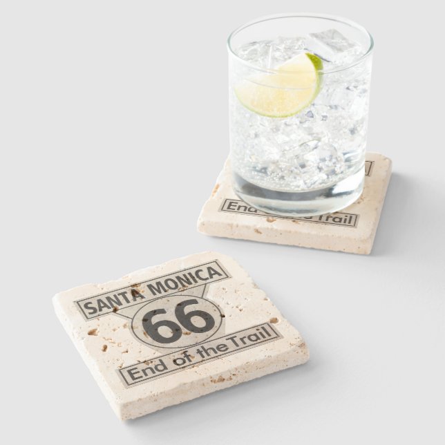 Santa Monica End of the Trail Route 66 Stone Coaster (Side)