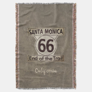 Santa Monica End of the Trail Route 66 Throw Blanket