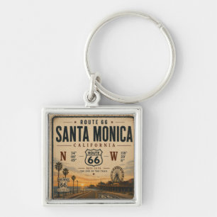 Santa Monica End Trail Coordinates Key Ring
