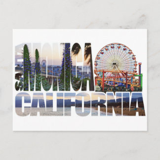 Santa Monica logo flowers pier beach Postcard