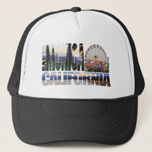 Santa Monica logo flowers pier beach Trucker Hat
