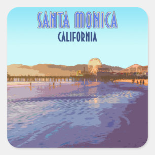 Santa Monica Los Angeles California Vintage Square Sticker