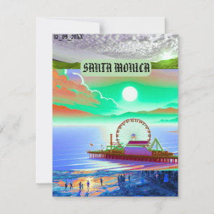 santa monica monica california vintage travel cl holiday card