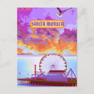 santa monica monica california vintage travel cl holiday postcard