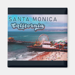 Santa Monica Pier Ca USA Retro Souvenirs 80s Magnet