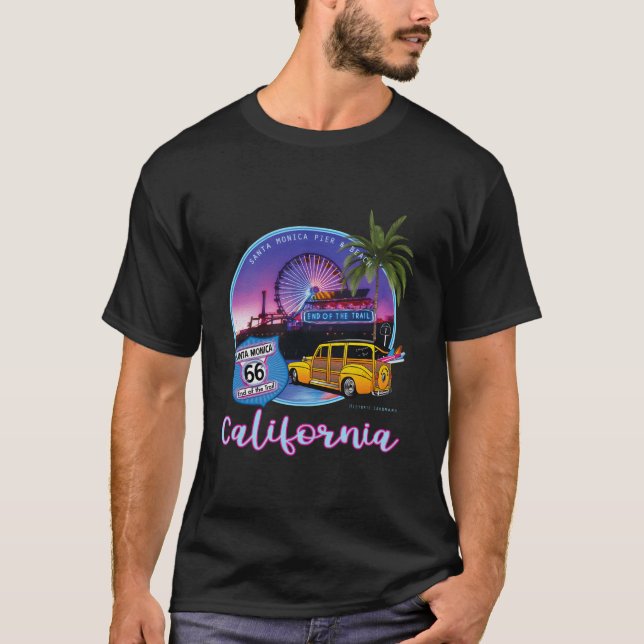 Santa Monica Pier California 66 End Of The Trail T-Shirt (Front)