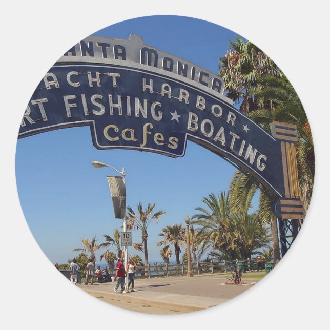 Santa Monica Pier Classic Round Sticker (Front)