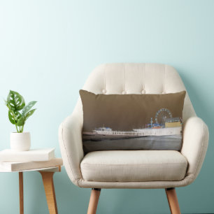 Santa Monica Pier inverted Grey Brown Photo Edit Lumbar Cushion