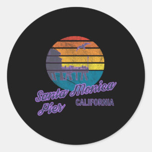 Santa Monica Pier La California Surf Backpacking B Classic Round Sticker