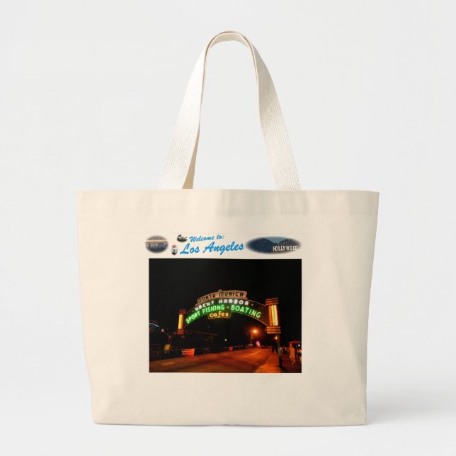 Santa Monica Pier Large Tote Bag (Front)