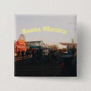 Santa Monica Pier, Los Angeles, California 15 Cm Square Badge