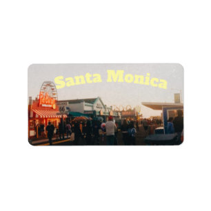 Santa Monica Pier, Los Angeles, California Label