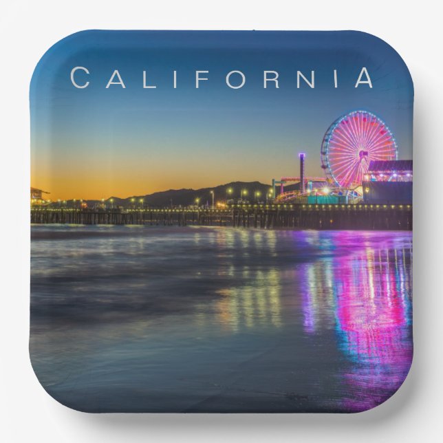 Santa Monica Pier | Los Angeles, California Paper Plate (Front)