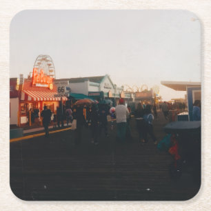 Santa Monica Pier, Los Angeles, California Square Paper Coaster