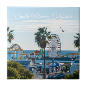Santa Monica Pier on a Sunny Afternoon Ceramic Tile