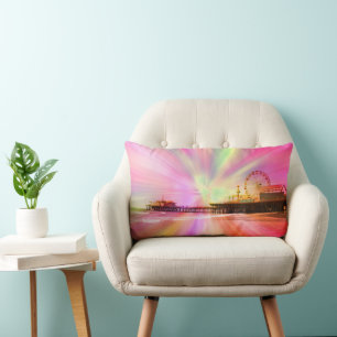 Santa Monica Pier Pink Explosion Lumbar Cushion