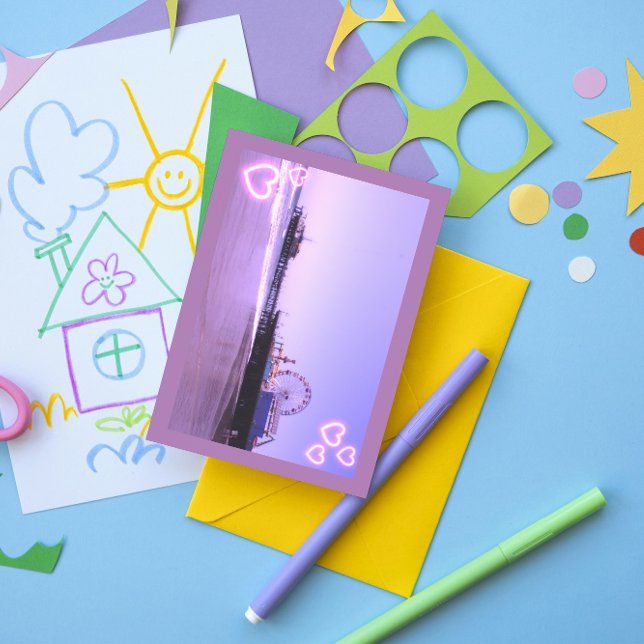 Santa Monica Pier Purple Hearts Postcard (Creator Uploaded)