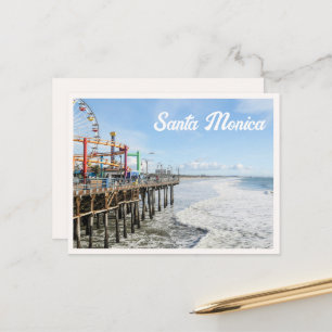 Santa Monica Pier Roller Coaster LA Photo Postcard
