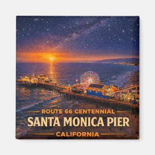 Santa Monica Pier Route 66 Fridge Souvenir Magnet