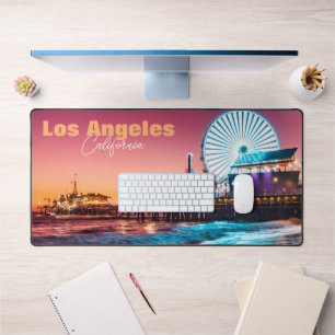 Santa Monica Pier Sunset Desk Mat